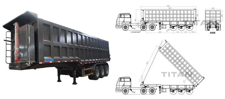 3 axle Tipper Semi Trailer dimensions & drawings