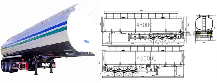 40,000 litres fuel tanker trailer dimensions and drawings