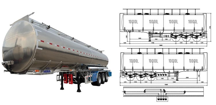 45,000 litres fuel tanker trailer dimensions and drawings