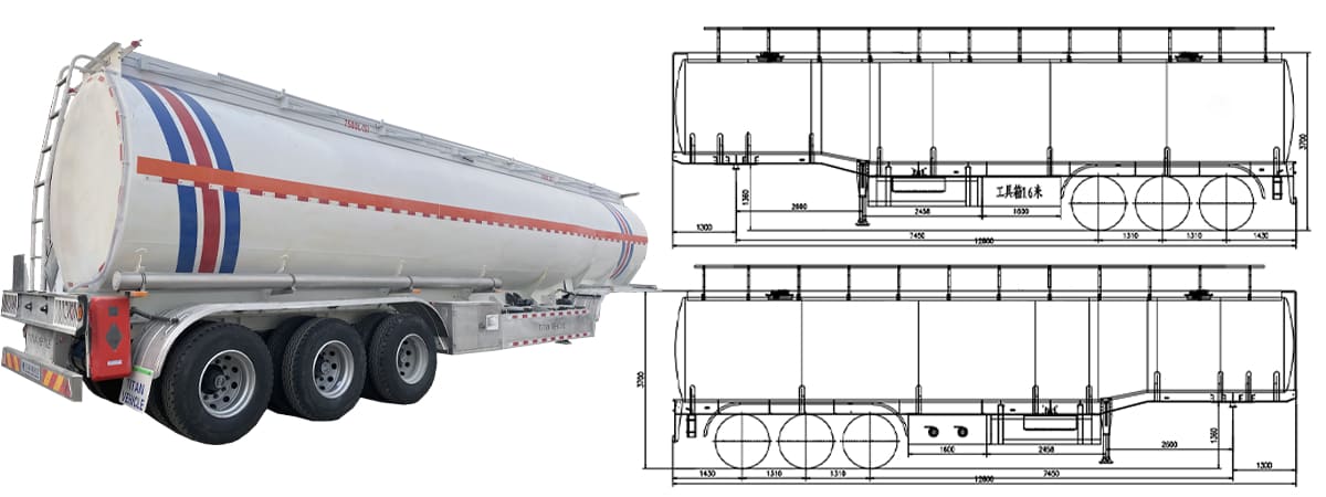 3 Axle 45000L Fuel Tanker Trailer 2 Compartments FOB Price In Sudan: 19000 USD