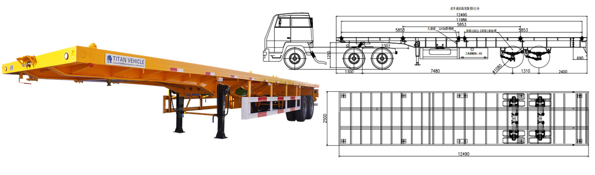 2 axle flatbed trailer