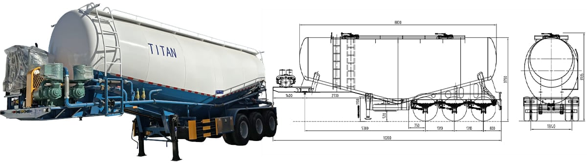 3 Axle 45CBM Bulker Cement Tanker Trailer FOB Price 13500 USD
