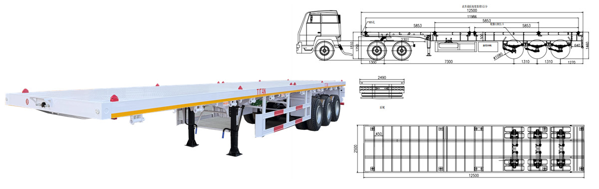 tri axle flatbed semi trailer
