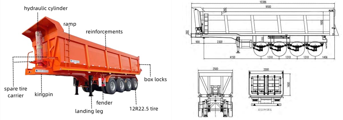 4 Axle Hydraulic Dump Trailer Price