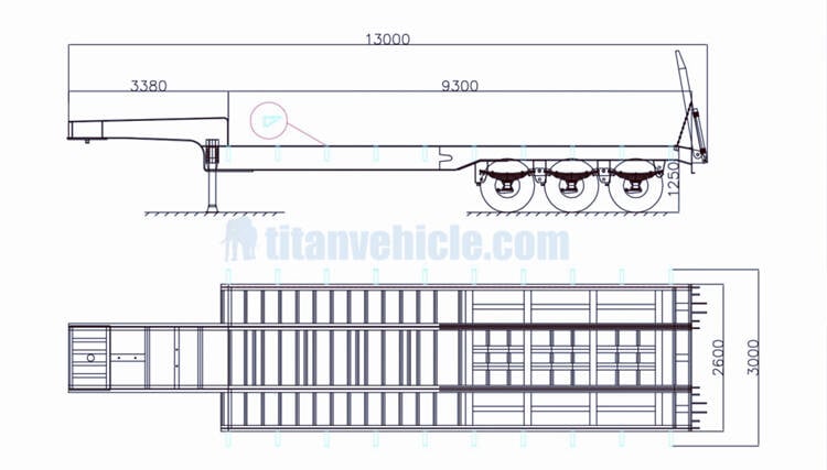 3 axle low bed truck drawing