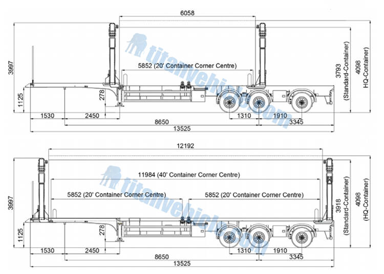 20ft and 40ft container sidelifter trailer technical specification