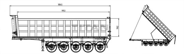 5 axle tipping semi trailer technical drawing