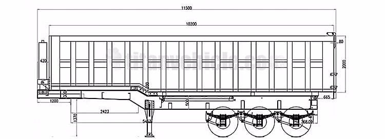 80 ton dump truck trailer technical parameter drawing