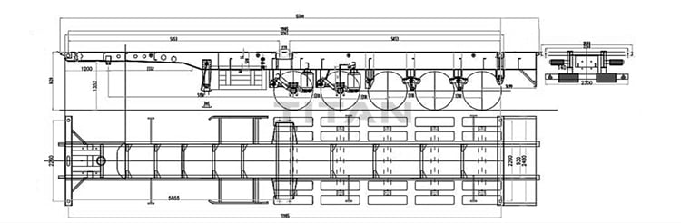 5 axle container chassis trailer drawing