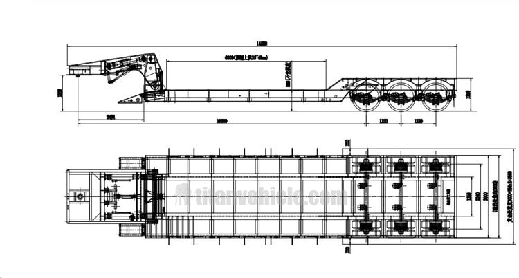 lowboy semi trailer drawing