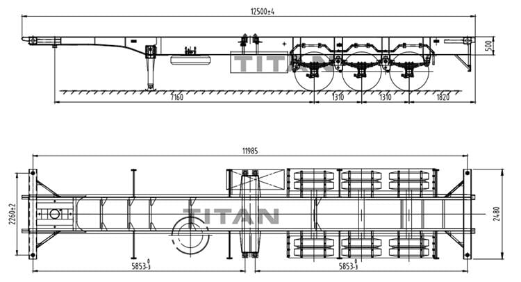 skeleton semi trailer drawing