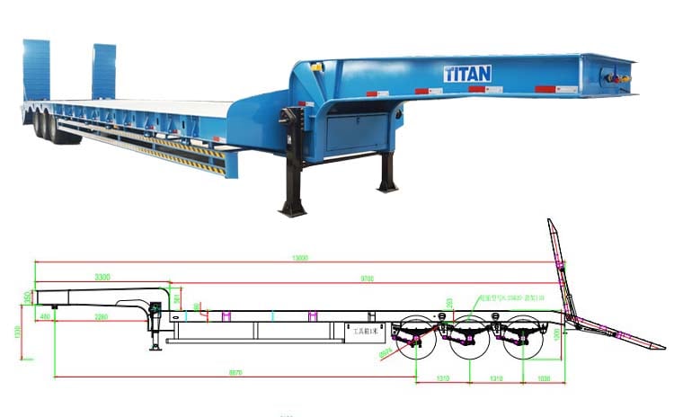 3 axle lowbed trailer drawing