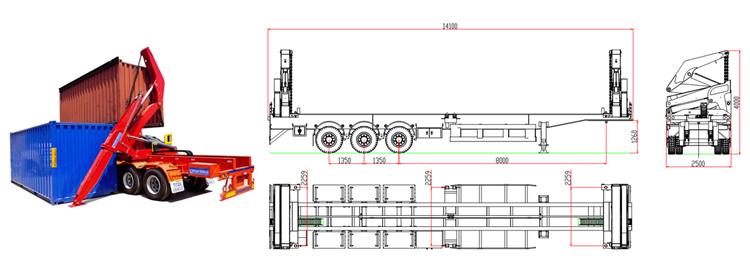 Drawing of 40 Foot Side Loader Container for Sale