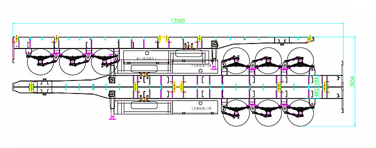 3 axle 40ft skeletal semi trailer