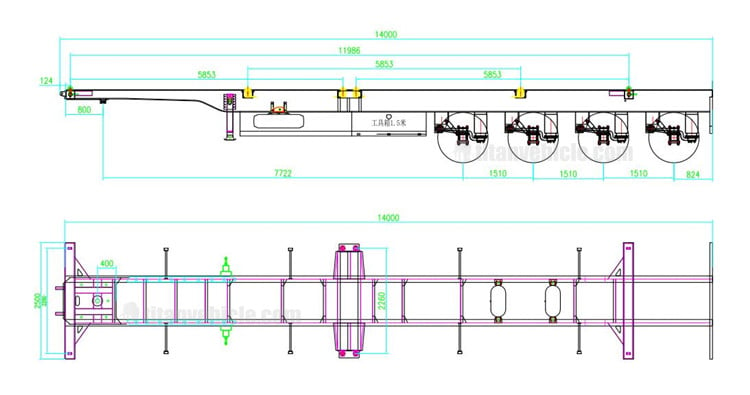 4 Axle skeletal trailer