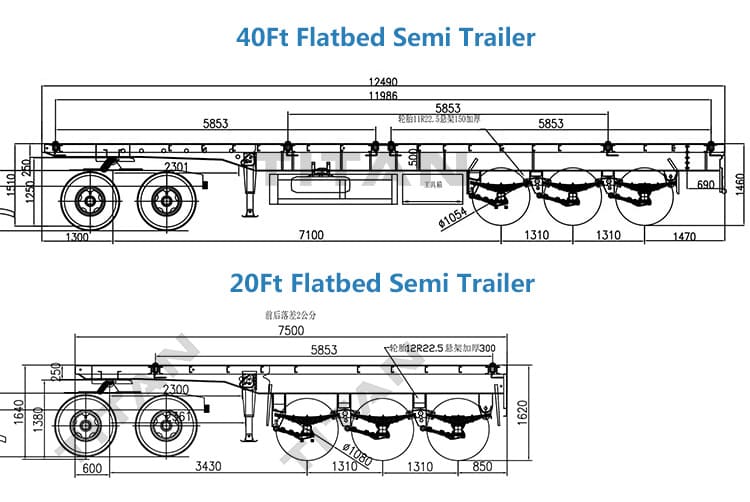 40Ft and 20Ft Flatbed Semi Trailer for Sale 