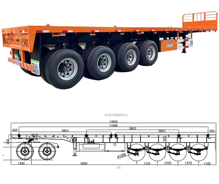 4 axle 13m flatbed trailer