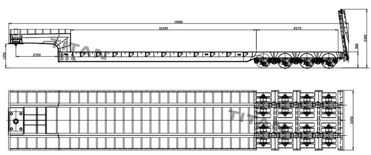 Drawing of low bed trailer dimensions