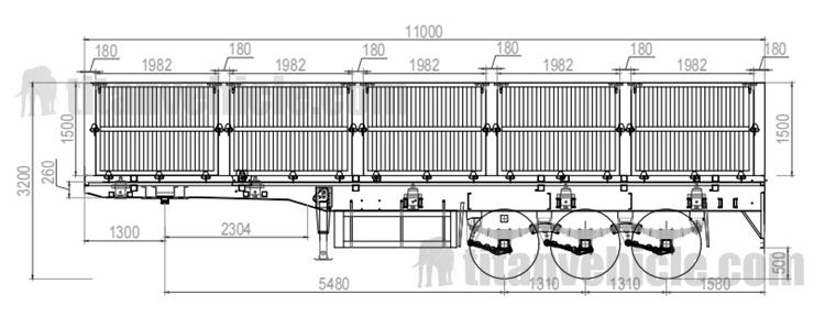 Drawing of Side Tipper Trailer for Sale