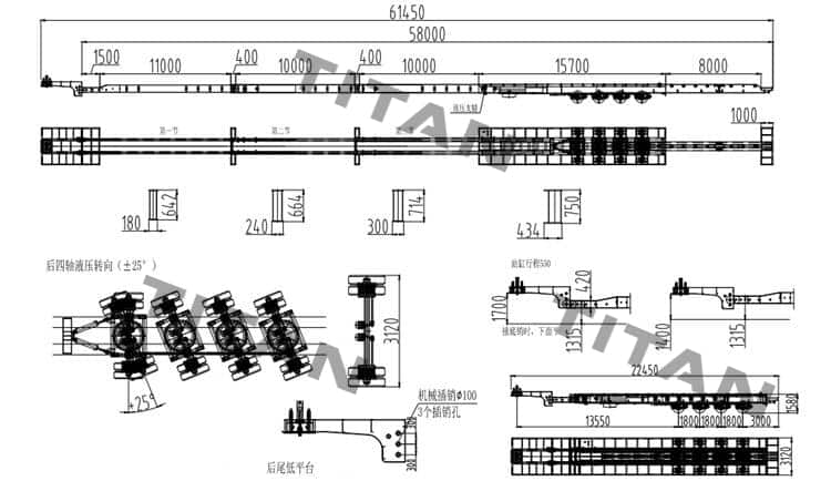 4 axle extendable trailer drawing