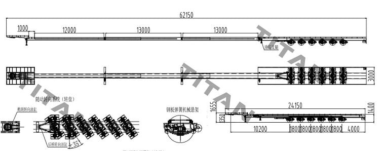 6 axle extendable trailer drawings 
