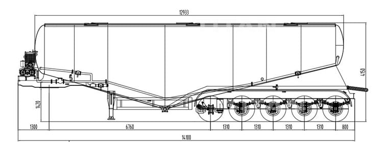 5 Axle 60cbm Powder Tanker Trailer drawing