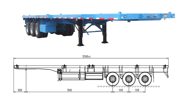 40 foot semi truck with flatbed trailer