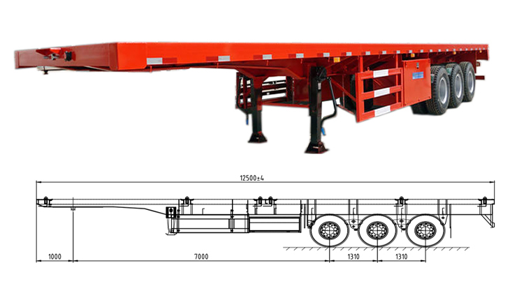 40ft 3 axle flatbed semi trailer