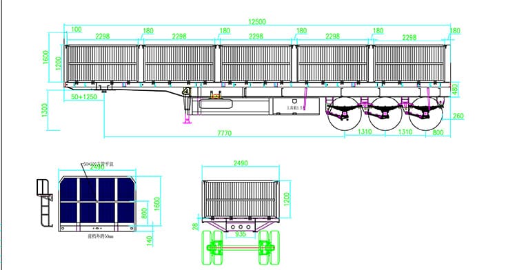 3 Axles 40 Tons Semi Grain Trailer