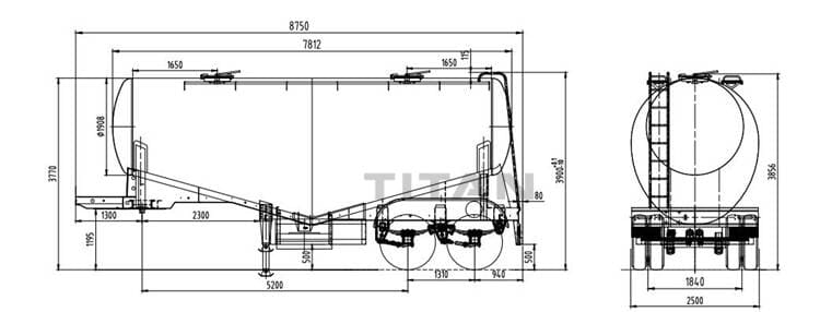 2 axles bulk cement trailer