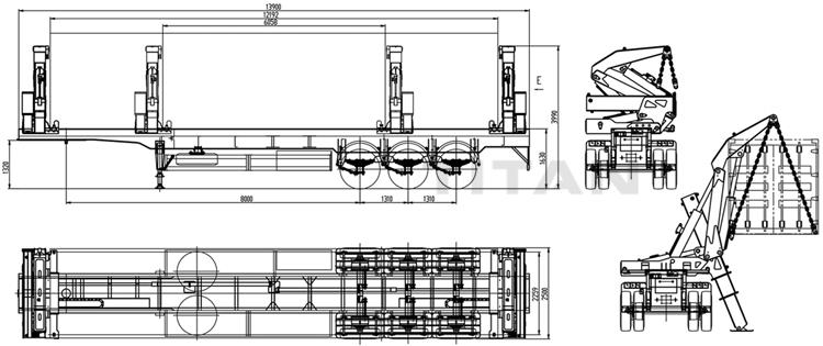 40 ft Side Lifters Crane Container Transport Trailer 