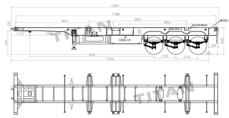 3 Axle Container Chassis Price | 40ft Skeleton Semi Trailer for Sale