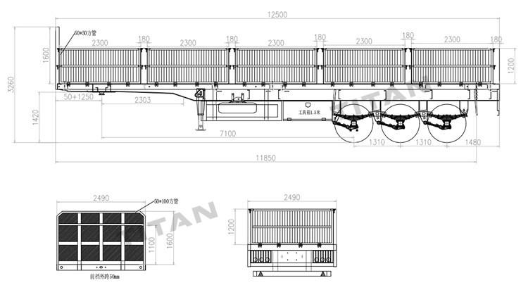 60 Ton Removable Side Wall Cargo Semi Trailer Price