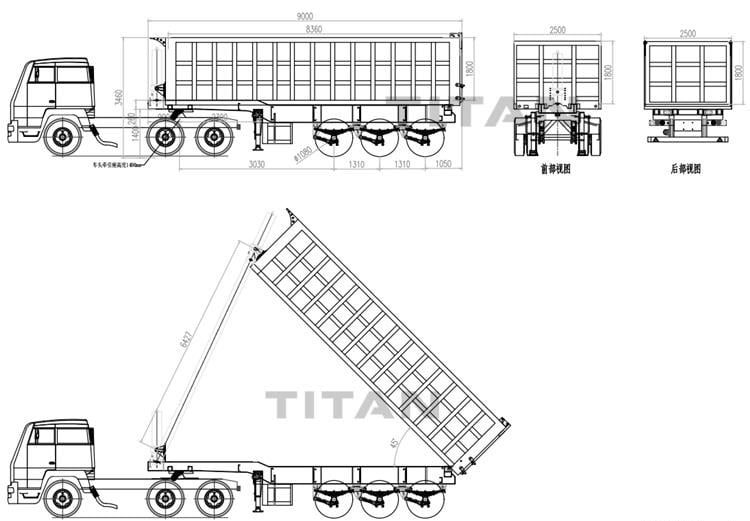 Heavy Duty Hydraulic 80 Ton End Dump Truck Trailer Price for Sale In Tanzania