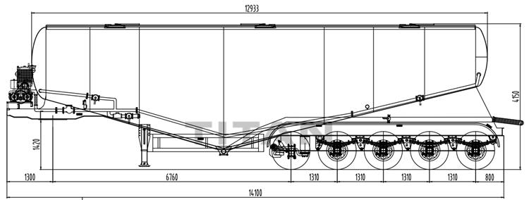 5 Axle 60CBM Pneumatic Dry Bulk Cement Tankers Trailers for Sale