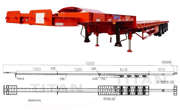 4 Axle 56M Extendable Trailer for Sale