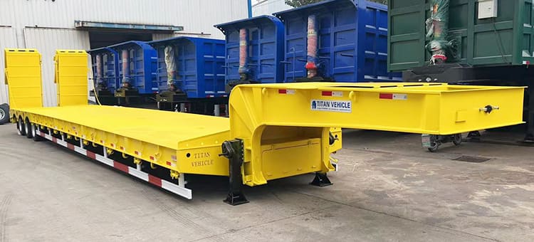 100 Ton Tri Axle Hydraulic Low Bed Trailer with Folding Ladders for Sale Prcie 