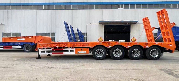 80T 4 Axle Semi Low Bed Trailer Truck for Sale in Tanzania