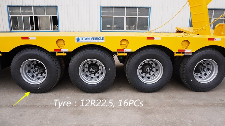 100 Ton 4 Axle Semi Low Bed Trailer for Sale with Hydraulic Ramp