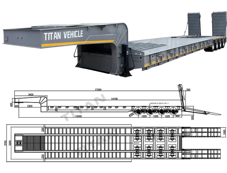 150 Ton Trailer for Sale | 4 Line 8 Axle Hydraulic Lowbed Trailer for Sale 