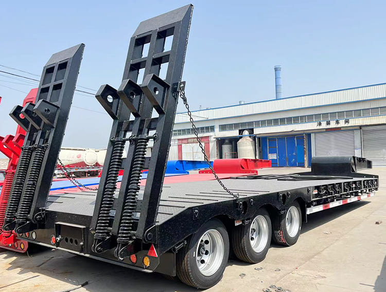 80T Tri Axle Low Loader Flat Bed Trailer for Sale Price Manufacturers