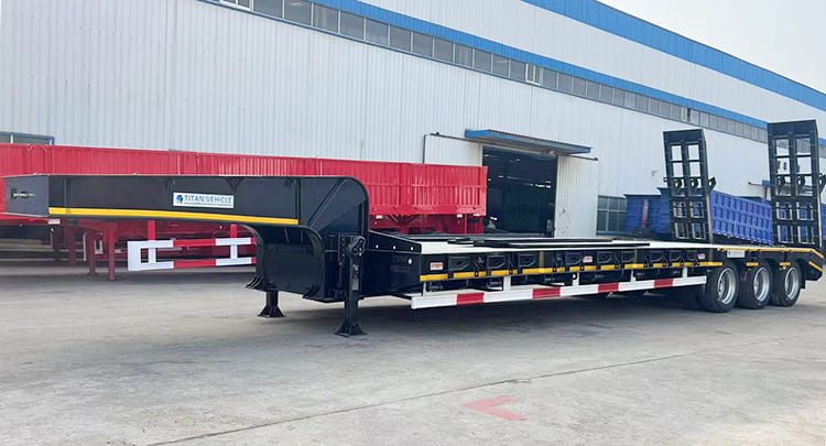 80T Tri Axle Low Loader Flat Bed Trailer for Sale Price Manufacturers