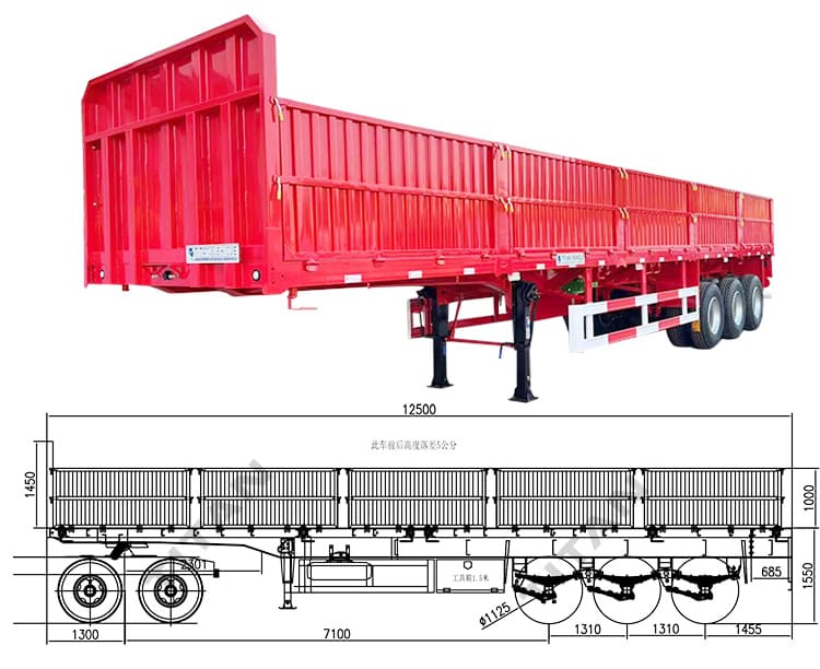 60T Tri Axle Sideboard Trailer for Sale Price Manufacturers