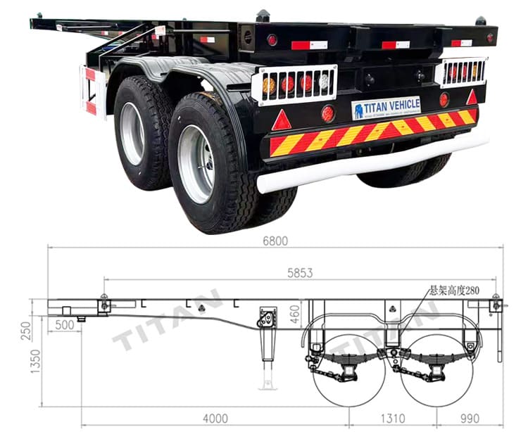 New 2 Axle Container Chassis 20Ft for Sale Price