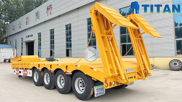 40Ft 4 Axle Lowbed Ramps Trailer for Sale Price 