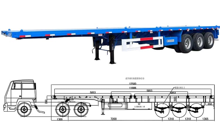 3 Axle Flatbed 40 Ft Trailer for Sale Price 