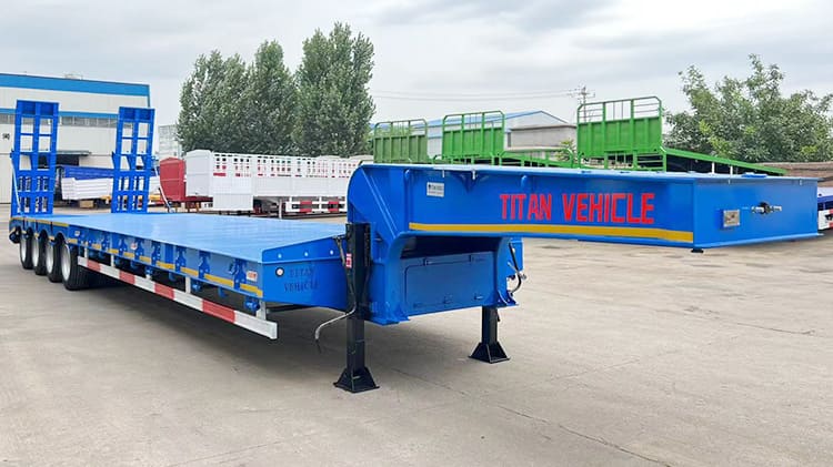 80 Ton 4 Axle Semi Low Bed Container Trailer for Sale Price