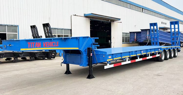 80 Ton 4 Axle Semi Low Bed Container Trailer for Sale Price