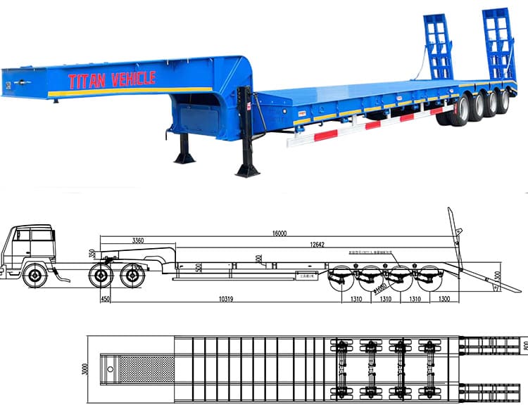 80 Ton 4 Axle Semi Low Bed Container Trailer for Sale Price