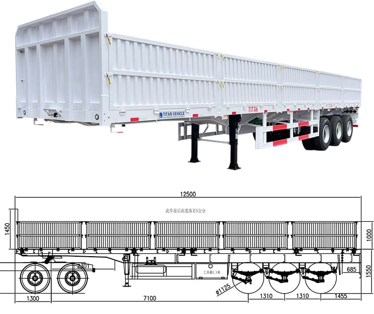 60 Ton 3 Axle Drop Side Semi Trailer for Sale | Trailer with Drop Side